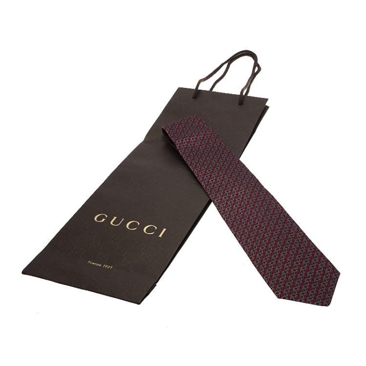 Pre Owned Gucci G Monogram Tri Color Floral Woven Silk Tie
