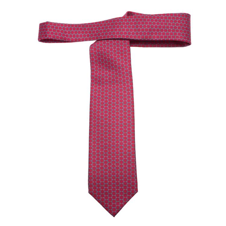 مملوكة مسبقًا Gucci Pink Horsebit Print Silk Tie