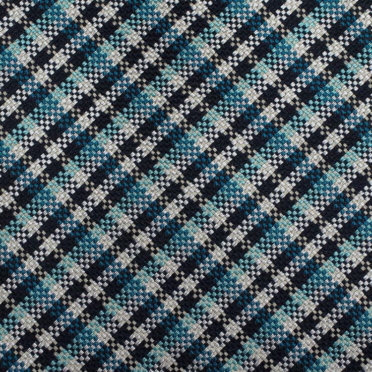 Pre Owned Gucci Blue Check Woven Silk Tie