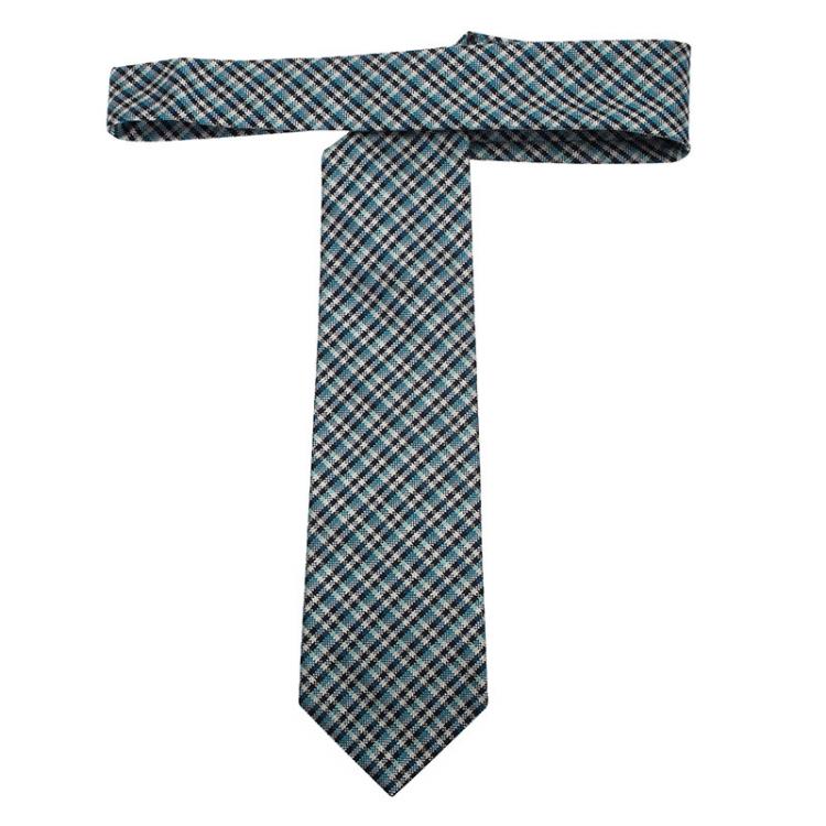 Pre Owned Gucci Blue Check Woven Silk Tie
