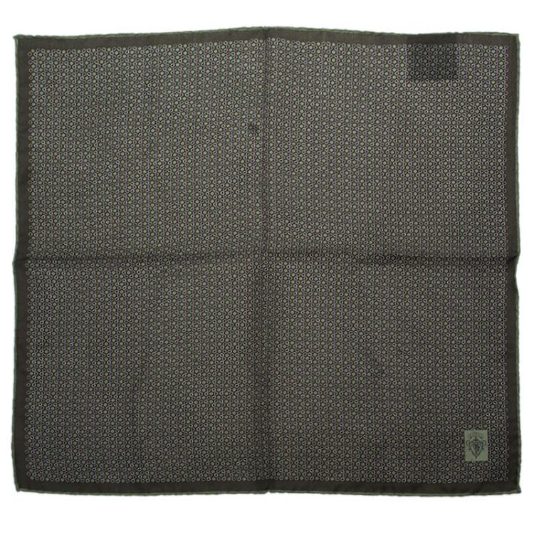 Pre Owned Gucci Green Floral Print Silk Pocket Square
