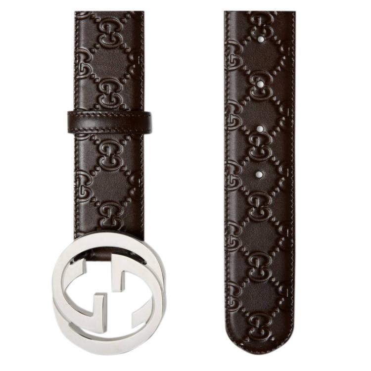 Gucci Brown Guccissima Leather Interlocking GG Buckle Belt 90CM Gucci