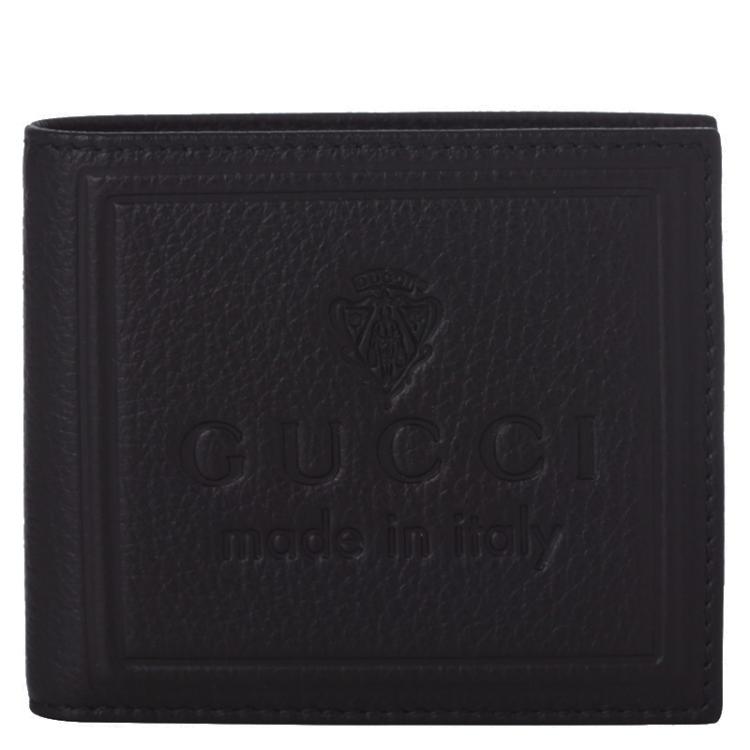 مملوكة مسبقًا Gucci Black Pebbled Leather Bi-Fold Wallet