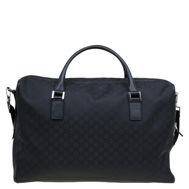Pre Owned Gucci Black GG Nylon Weekender Travel Bag