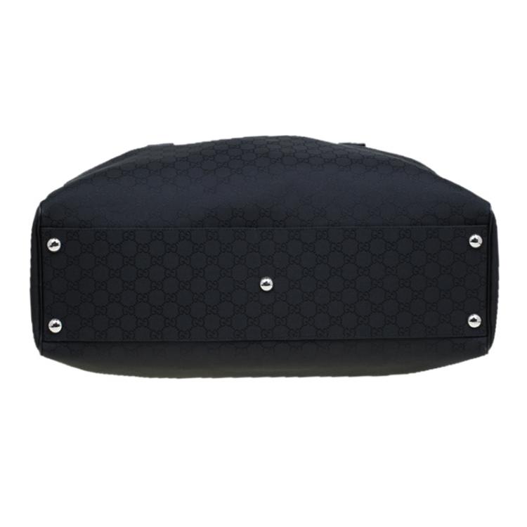 Pre Owned Gucci Black GG Nylon Weekender Travel Bag