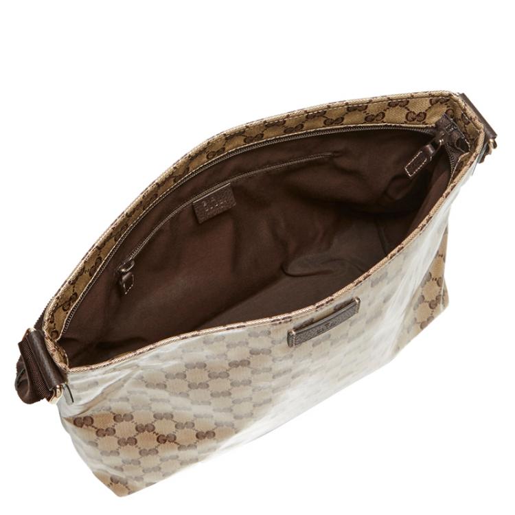 Pre Owned Gucci Beige/Ebony GG Crystal Coated Canvas Messenger Bag