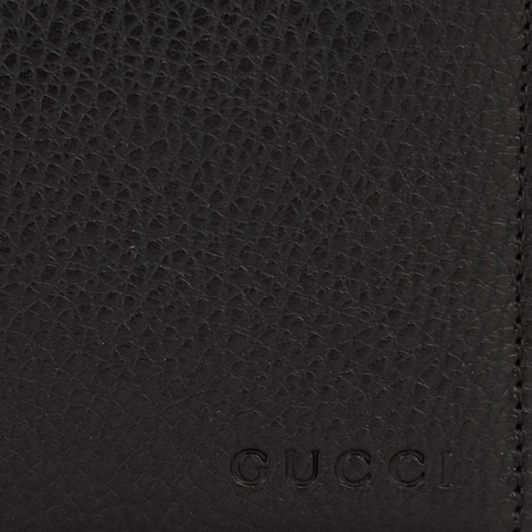 Pre Owned Gucci Black Pebbled Leather Bi-Fold Wallet