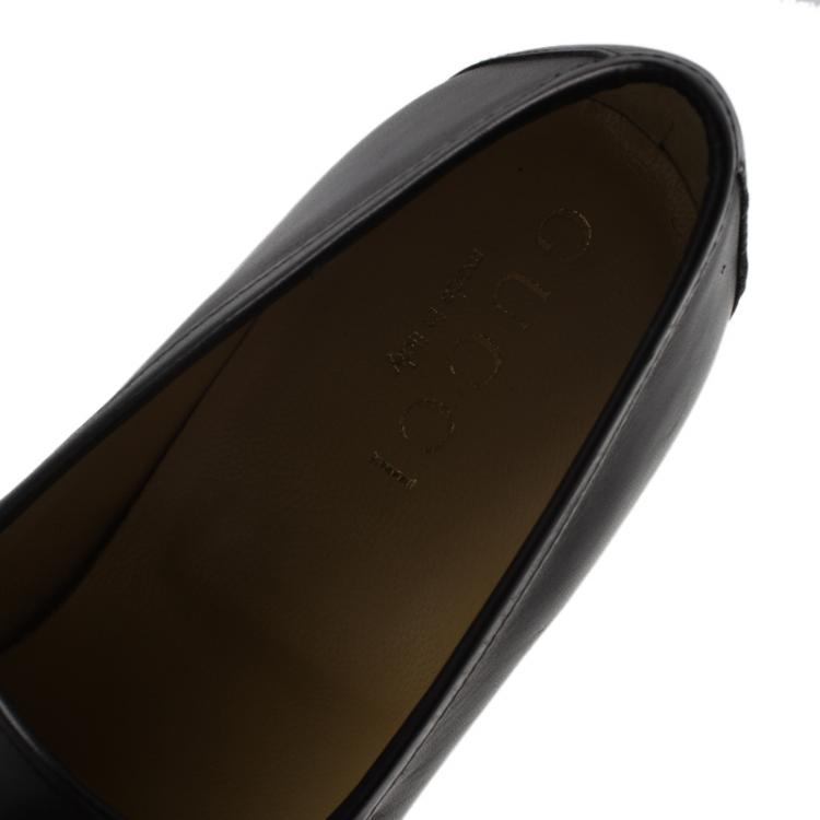 Pre Owned Gucci Black Leather Horsebit Loafers Size 44.5