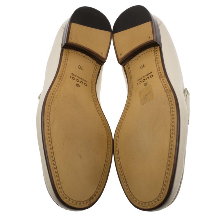 Pre Owned Gucci White Leather 1953 Horsebit Loafers Size 44