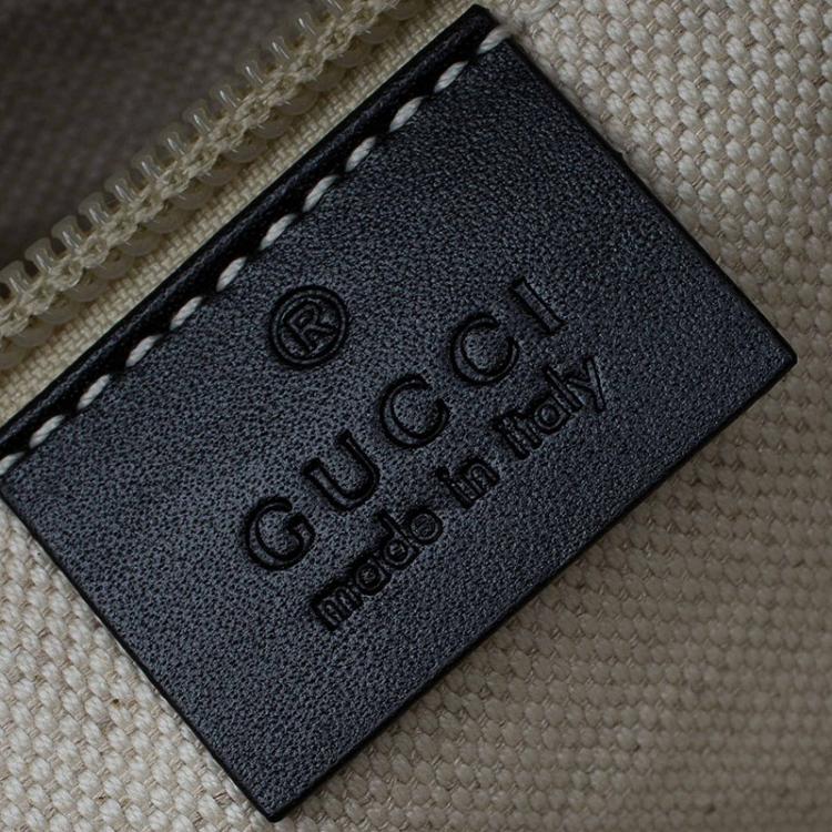 Pre Owned Gucci Black/Beige Diamante Canvas Briefcase Bag