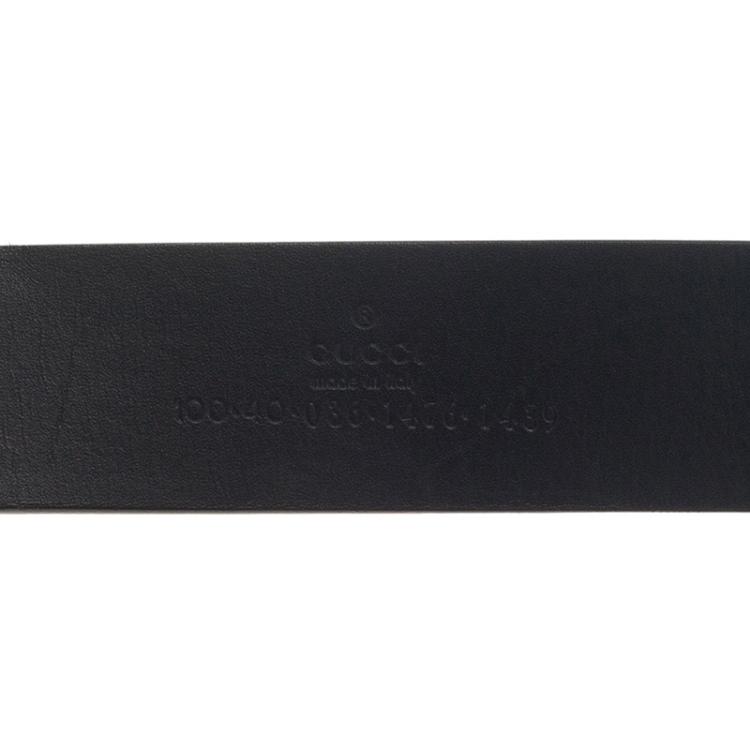 Pre Owned Gucci Black Leather G Buckle Belt 100CM