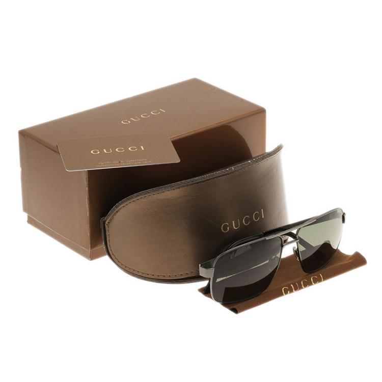 Pre Owned Gucci Black 1945/S Square Aviators