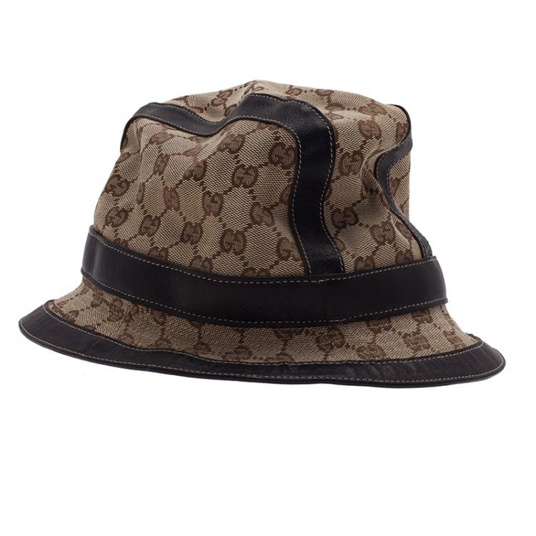 Pre Owned Gucci Guccissima Cotton Blend Fedora 