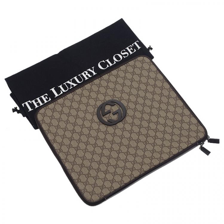 مملوكة مسبقًا حقيبة لابتوب غوتشي شعار GG كانفاس غوتشيسما وجلد