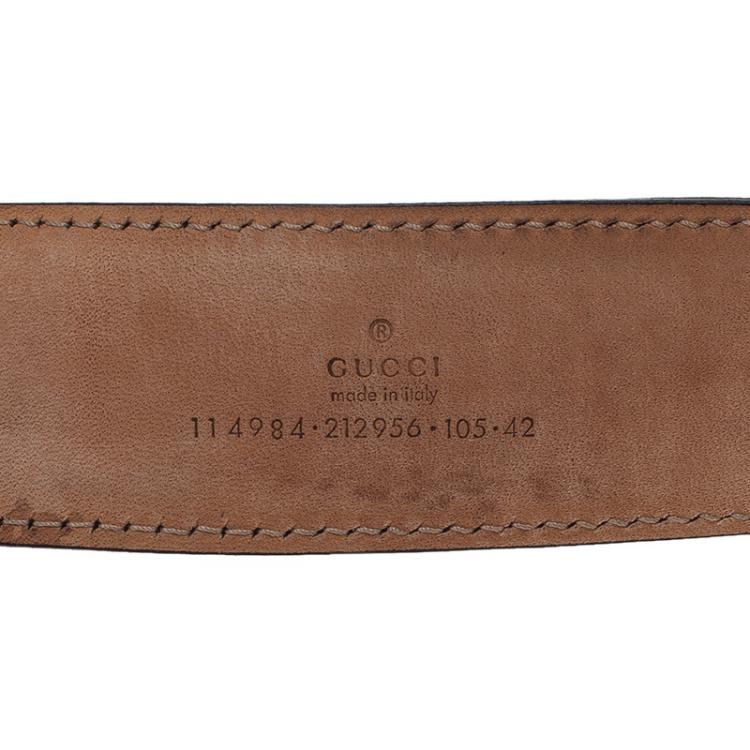 Pre Owned Gucci Guccissima Black Leather Interlocking G Buckle Belt 105 CM