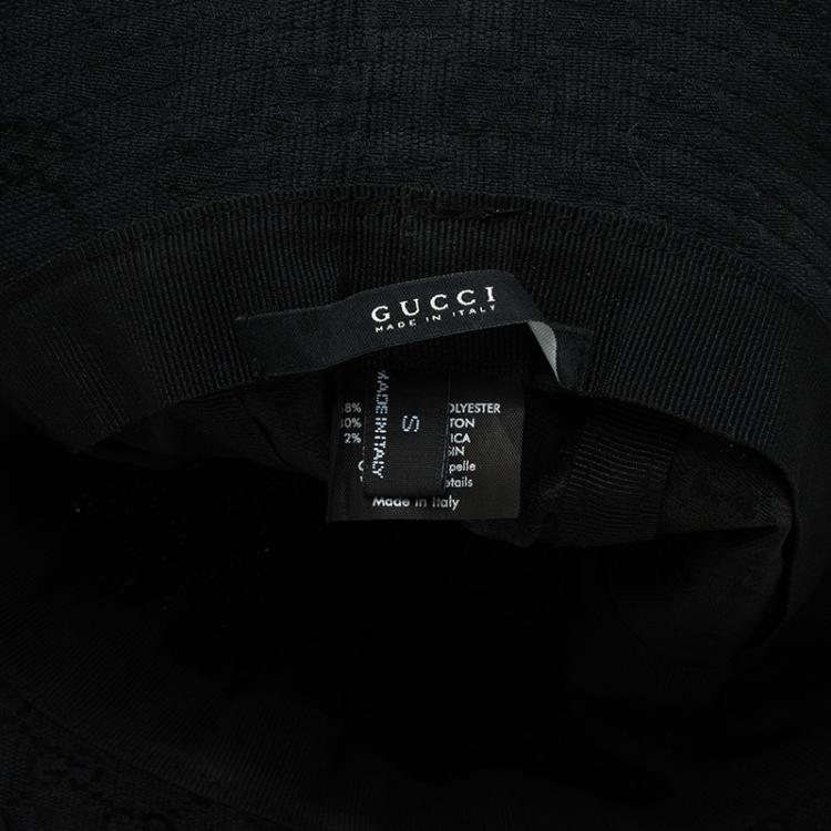 Pre Owned Gucci Black Monogram Bucket Hat Size S