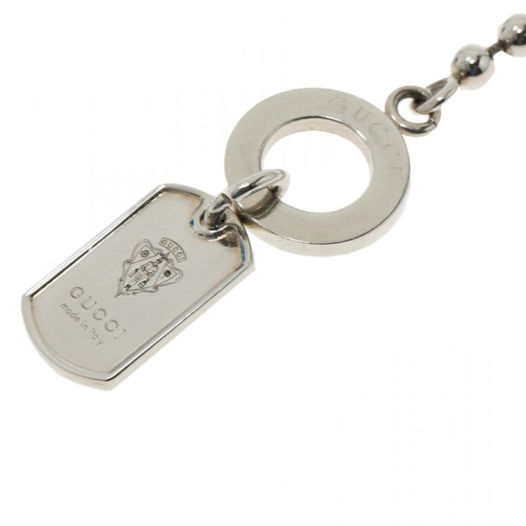 Pre Owned Gucci Crest  Dog Tag Silver Bracelet