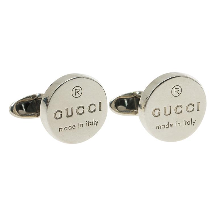 Pre Owned Gucci Silver Stainless Steel Classic Cufflinks
