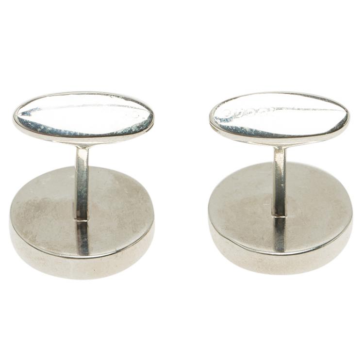Pre Owned Gucci Silver Stainless Steel Classic Cufflinks