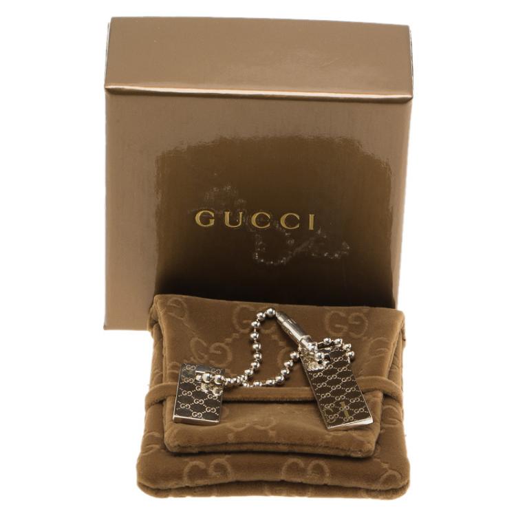 Pre Owned Gucci Icon GG Tags Sterling Silver Key Ring