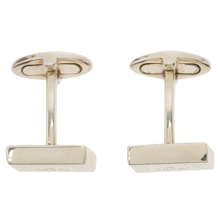Pre Owned Gucci Silver Stainless Steel Classic Cufflinks