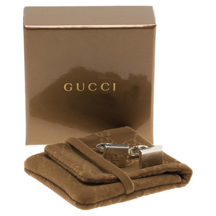 Pre Owned Gucci Silver Stainless Steel Classic Cufflinks