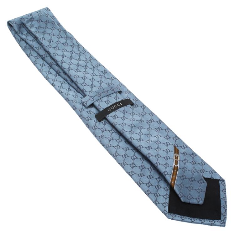 Pre Owned Gucci Blue Guccissima Silk Tie
