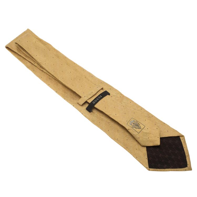 مملوكة مسبقًا Gucci Yellow Guccissima Polka Dot Silk Tie