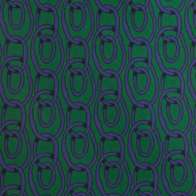 Pre Owned Gucci Green and Blue Printed Silk Tie