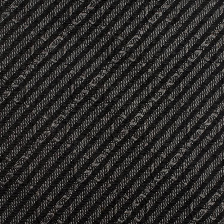 Pre Owned Gucci Black and Grey Striped Silk Tie