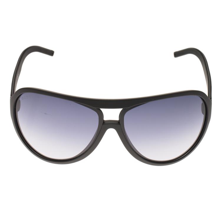 Pre Owned Gucci Black GG16391 Aviator Sunglasses