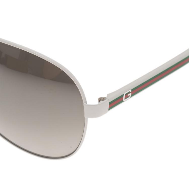 Pre Owned Gucci White GG 1951/S Aviator Sunglasses