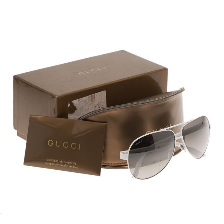 Pre Owned Gucci White GG 1951/S Aviator Sunglasses