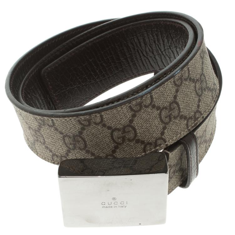 Pre Owned Gucci Beige GG Supreme Canvas Buckle Belt 90 CM