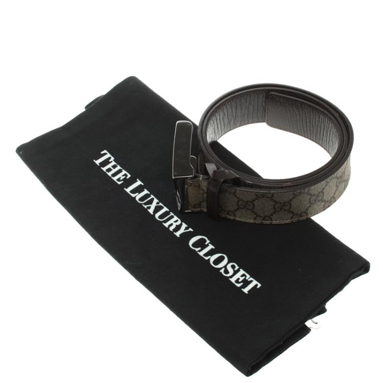 Pre Owned Gucci Beige GG Supreme Canvas Buckle Belt 90 CM