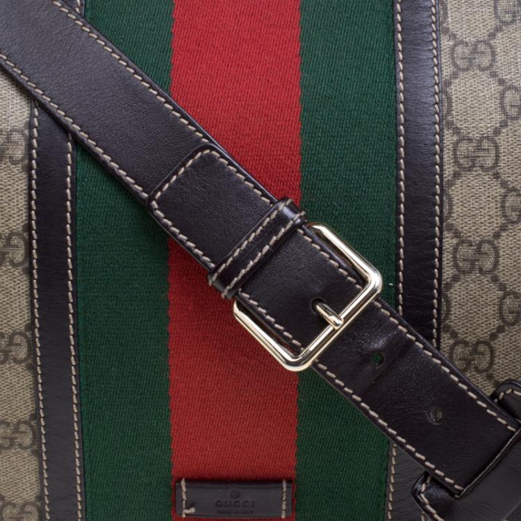 Pre Owned Gucci Beige/Brown GG Supreme Canvas Web Messenger Bag