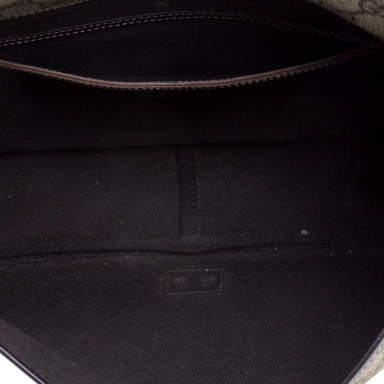 Pre Owned Gucci Beige/Brown GG Supreme Canvas Web Messenger Bag