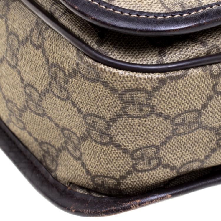 Pre Owned Gucci Beige/Brown GG Supreme Canvas Web Messenger Bag