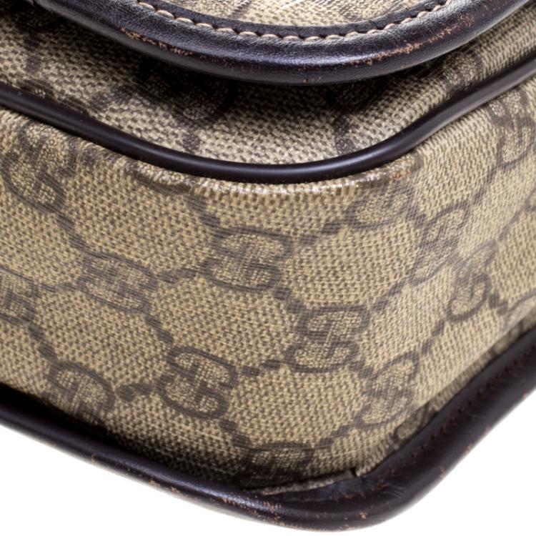 Pre Owned Gucci Beige/Brown GG Supreme Canvas Web Messenger Bag
