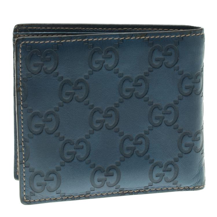 مملوكة مسبقًا Gucci Blue Guccissima Leather Bifold Wallet