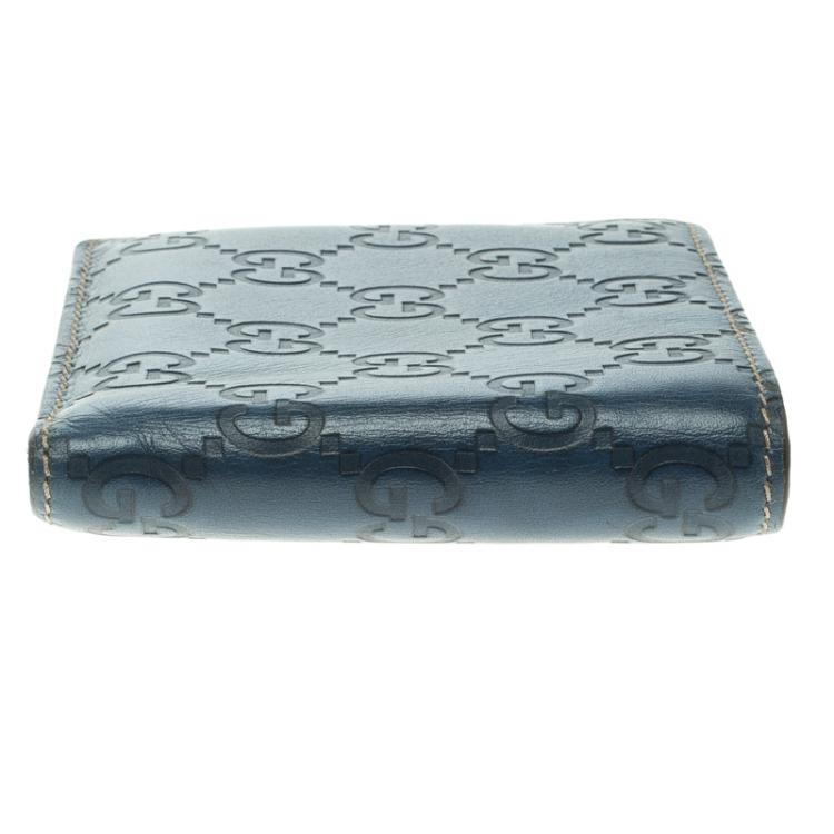 مملوكة مسبقًا Gucci Blue Guccissima Leather Bifold Wallet