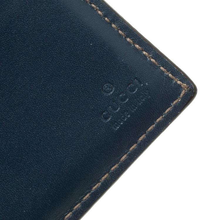 مملوكة مسبقًا Gucci Blue Guccissima Leather Bifold Wallet