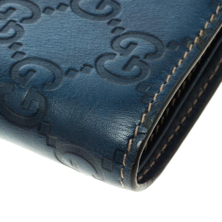مملوكة مسبقًا Gucci Blue Guccissima Leather Bifold Wallet