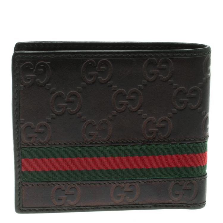 Pre Owned Gucci Metallic Black Guccissima Leather Wed Bifold Wallet