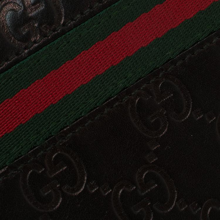 Pre Owned Gucci Metallic Black Guccissima Leather Wed Bifold Wallet