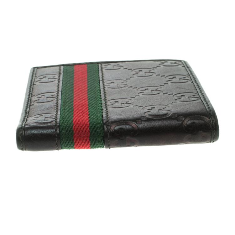 Pre Owned Gucci Metallic Black Guccissima Leather Wed Bifold Wallet