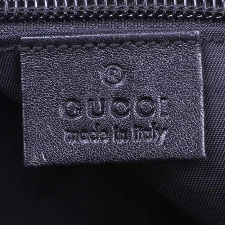 Pre Owned Gucci Black Guccissima Leather/Canvas Flat Messenger Bag