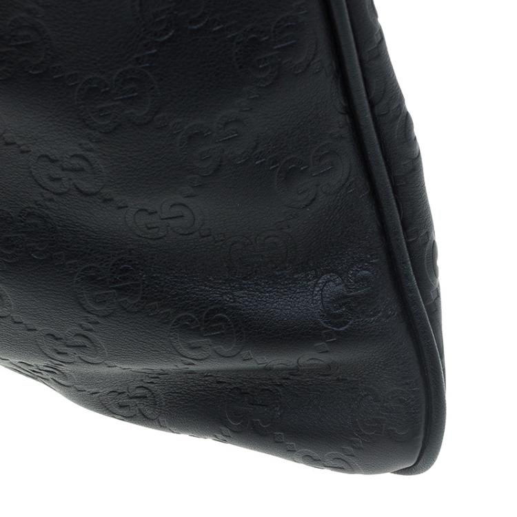 Pre Owned Gucci Black Guccissima Leather Slim Portfolio Tote