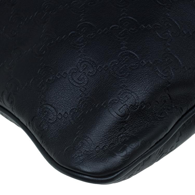 Pre Owned Gucci Black Guccissima Leather Slim Portfolio Tote