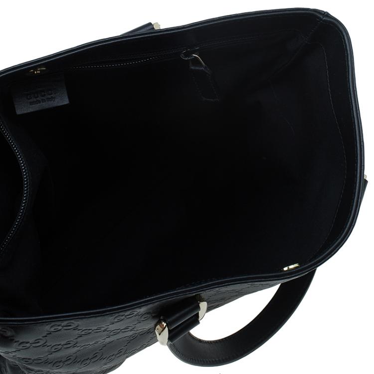 Pre Owned Gucci Black Guccissima Leather Slim Portfolio Tote